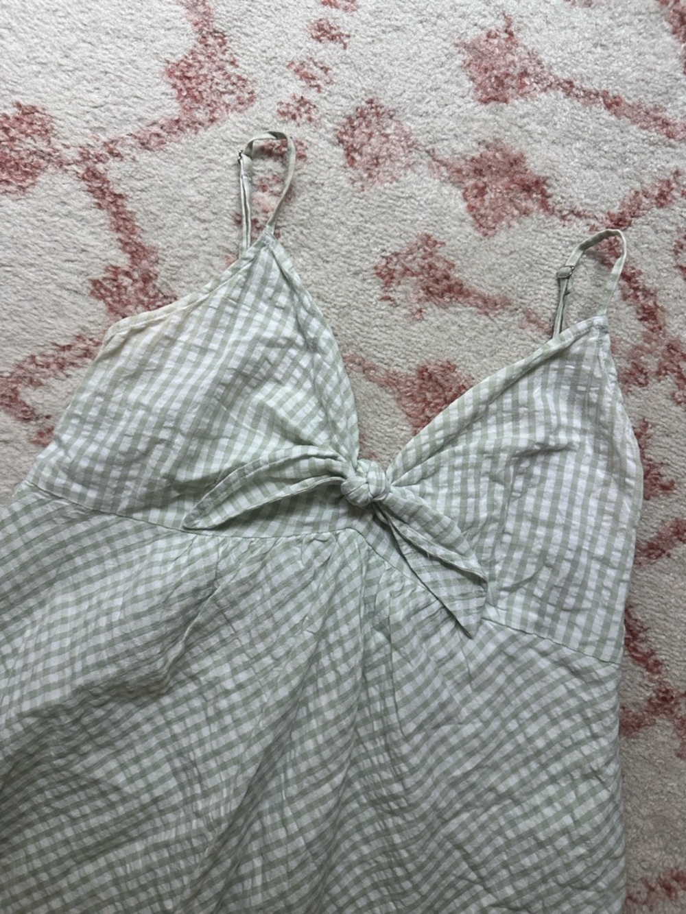LOFT Green and White Gingham Romper